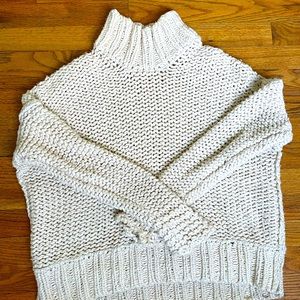 Free People turtleneck knit sweater, cream color. Size small